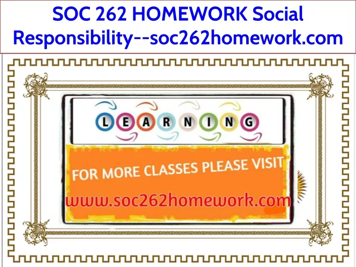 soc 262 homework social responsibility