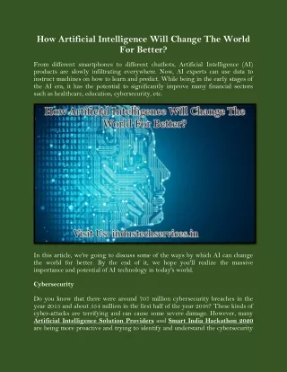 how artificial intelligence will change the world
