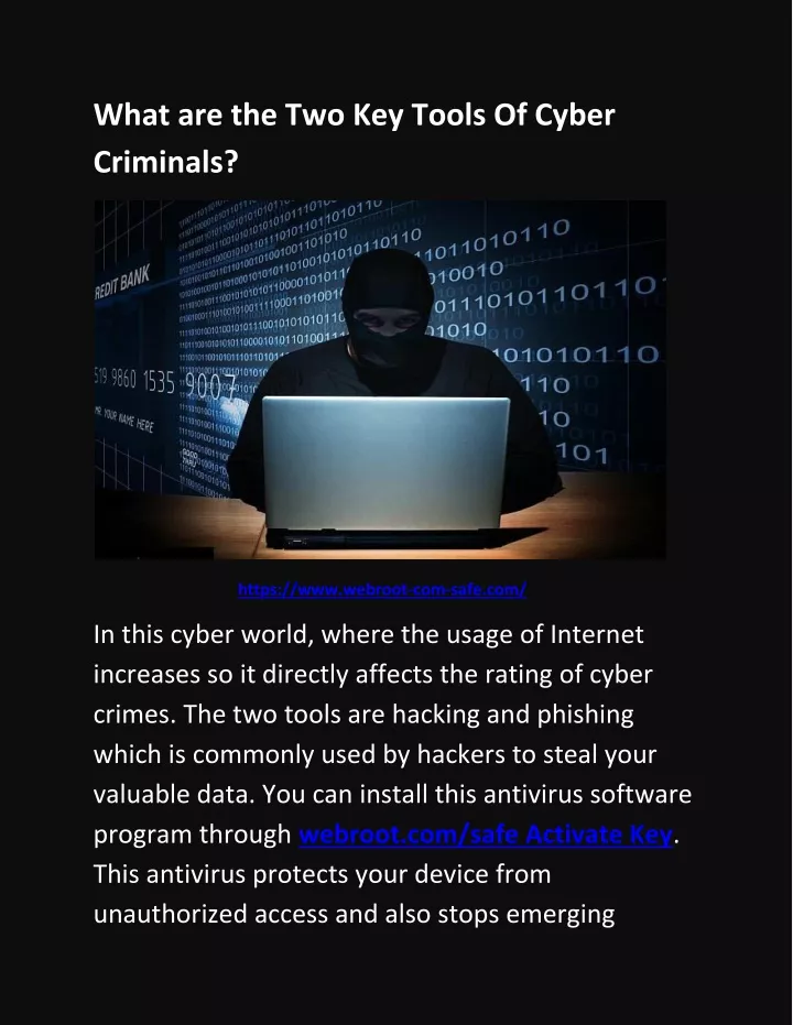what are the two key tools of cyber criminals