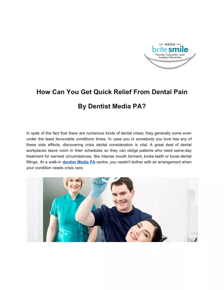 how can you get quick relief from dental pain