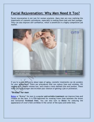 facial rejuvenation why men need it too
