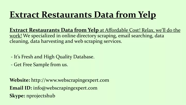 extract restaurants data from yelp