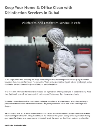 Disinfection Services Dubai