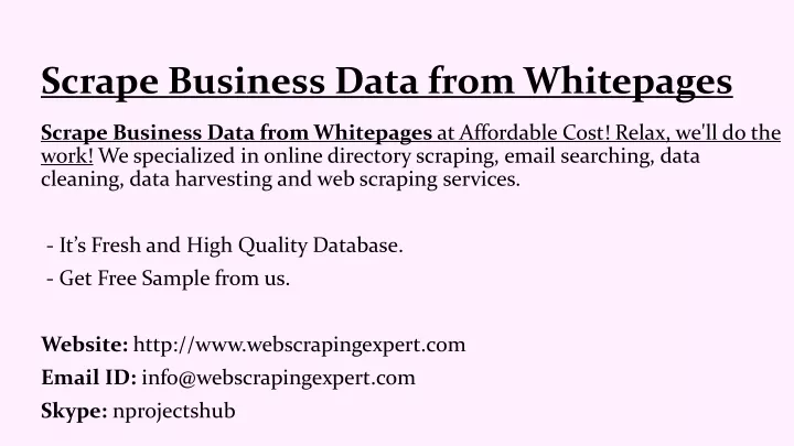 scrape business data from whitepages