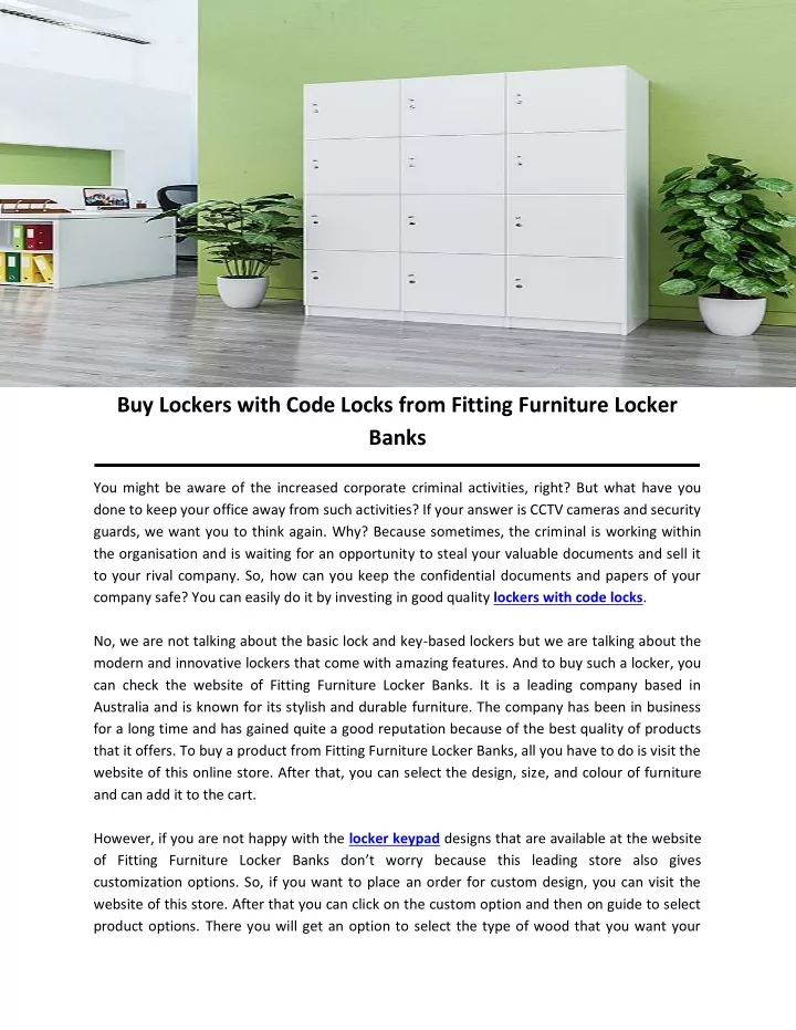 buy lockers with code locks from fitting