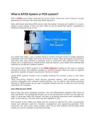 what is epos system or pos system pos or epos