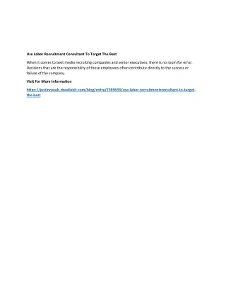 use labor recruitment consultant to target