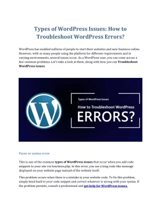 Troubleshoot WordPress Errors with WordPress Experts