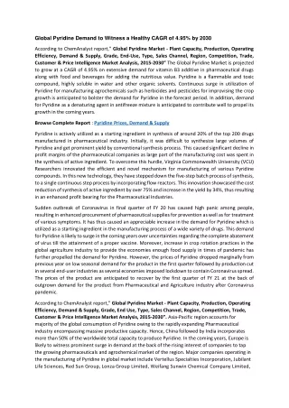 global pyridine demand to witness a healthy cagr