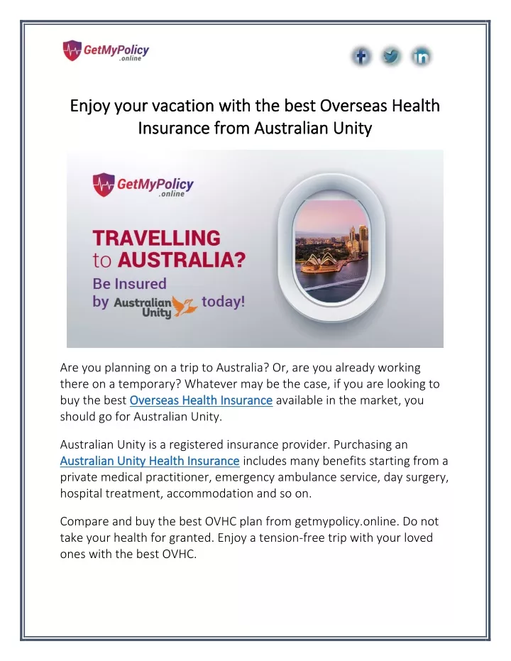 enjoy your vacation with the best overseas health