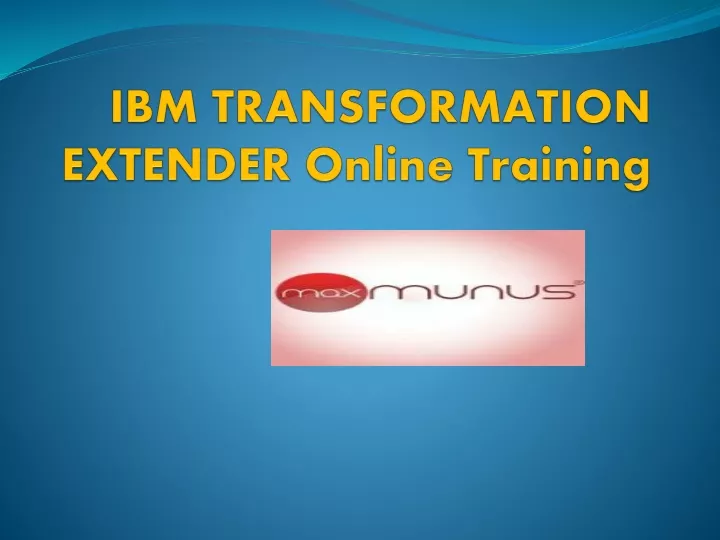 ibm transformation extender online training