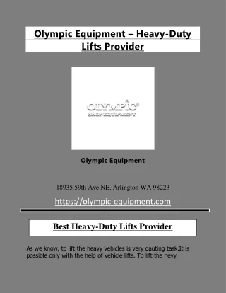 Olympic Equipment – Heavy-Duty Lifts Provider
