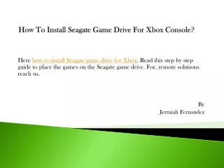 how to install seagate game drive for xbox console