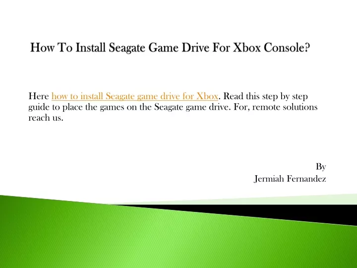 how to install seagate game drive for xbox console