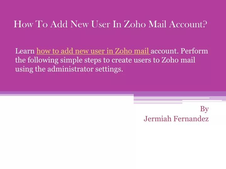 how to add new user in zoho mail account