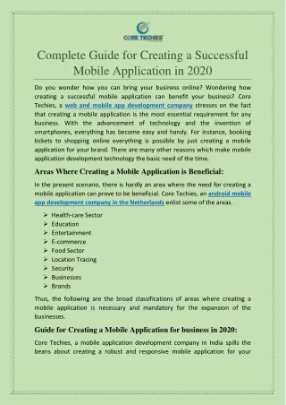 The Ultimate Guide for Creating a Successful Mobile Application in 2020 | Core Techies