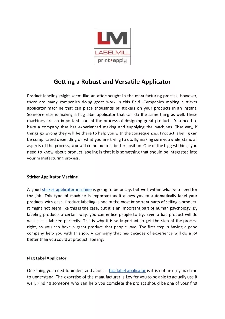 getting a robust and versatile applicator