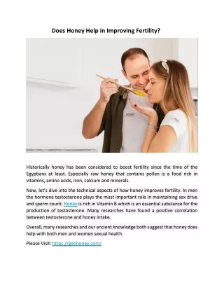 does honey help in improving fertility