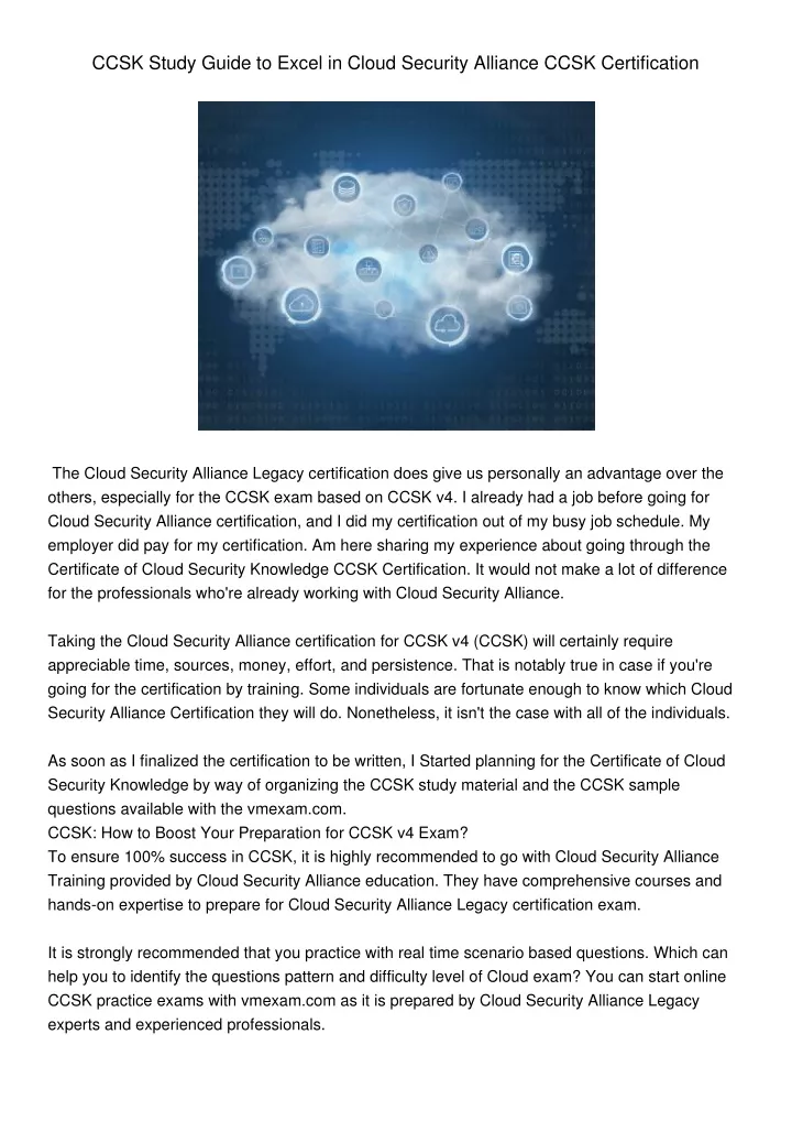ccsk study guide to excel in cloud security