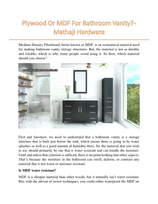 Plywood Or MDF For Bathroom Vanity? - Mathaji Hardware