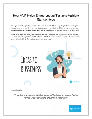 How To Validate And Test Startup Ideas With MVP - Intelivita