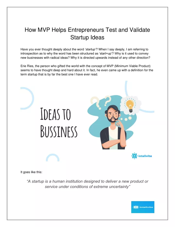 how mvp helps entrepreneurs test and validate