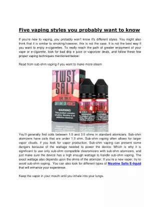 five vaping styles you probably want to know