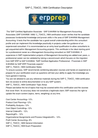 sap c ts4co 1909 certification description