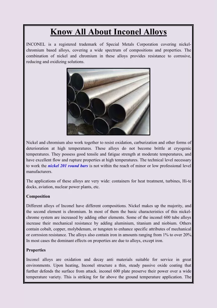 know all about inconel alloys