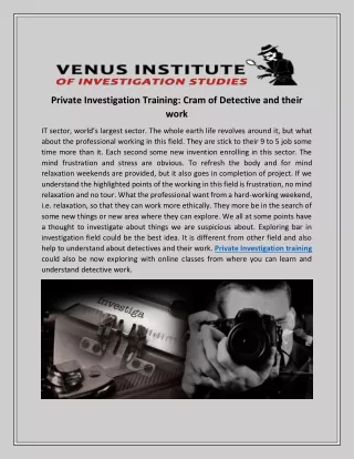 private investigation training cram of detective