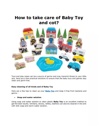 How to take care of Baby Toy and cot?