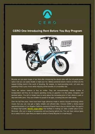 CERO One Introducing Rent Before You Buy Program