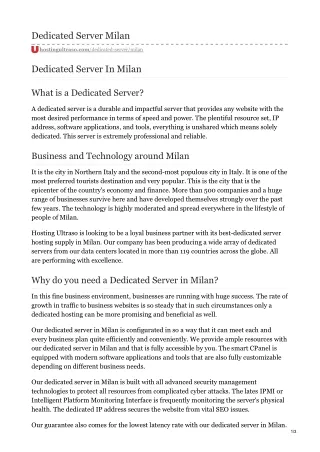 dedicated server milan