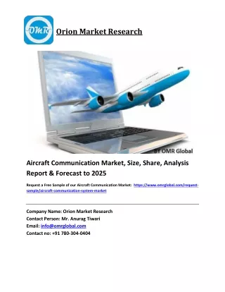 Aircraft Communication Market Growth, Size, Share, Industry Report and Forecast 2019-2025