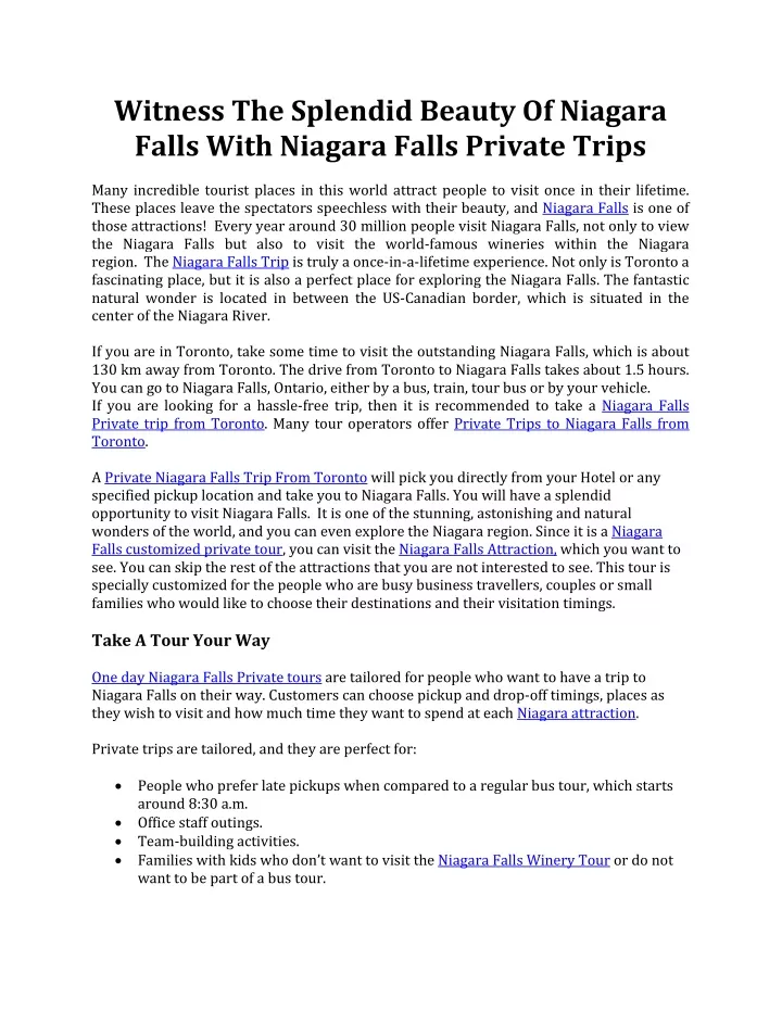 witness the splendid beauty of niagara falls with