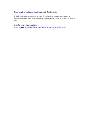 tops lending software solutions ais technolabs