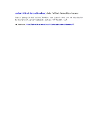 leading full stack backend developer build full