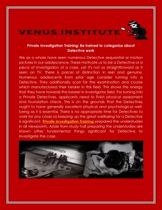 private investigation training be trained