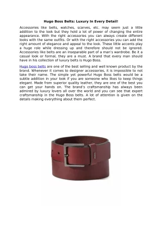 hugo boss belts luxury in every detail
