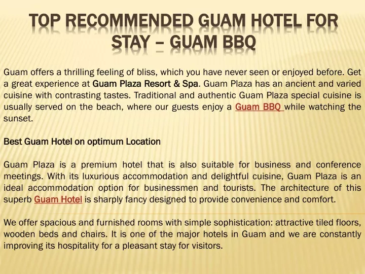 top recommended guam hotel for stay guam bbq