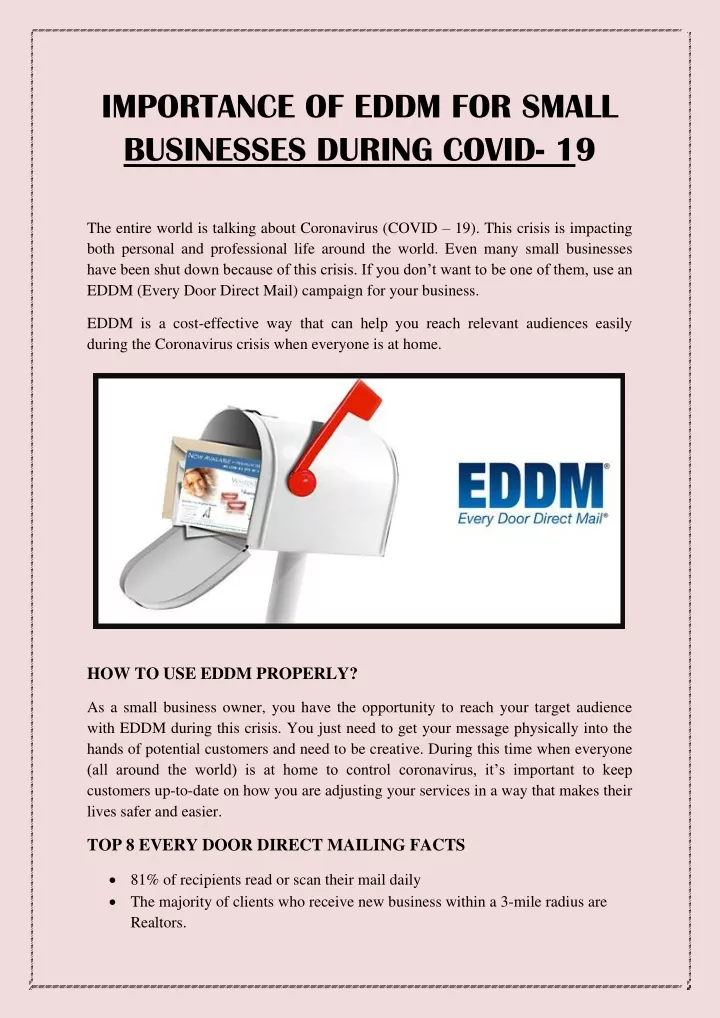 importance of eddm for small businesses during