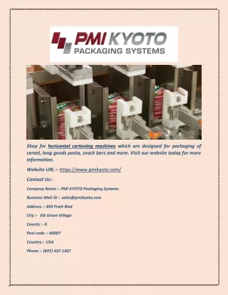 shop for horizontal cartoning machines which
