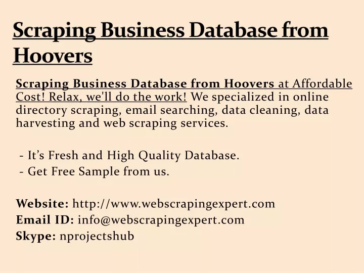 scraping business database from hoovers