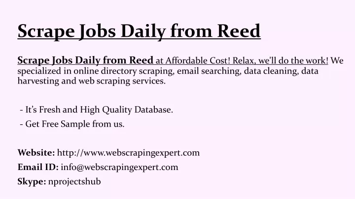 scrape jobs daily from reed