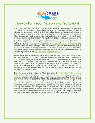 How to Turn Your Passion into Profession?