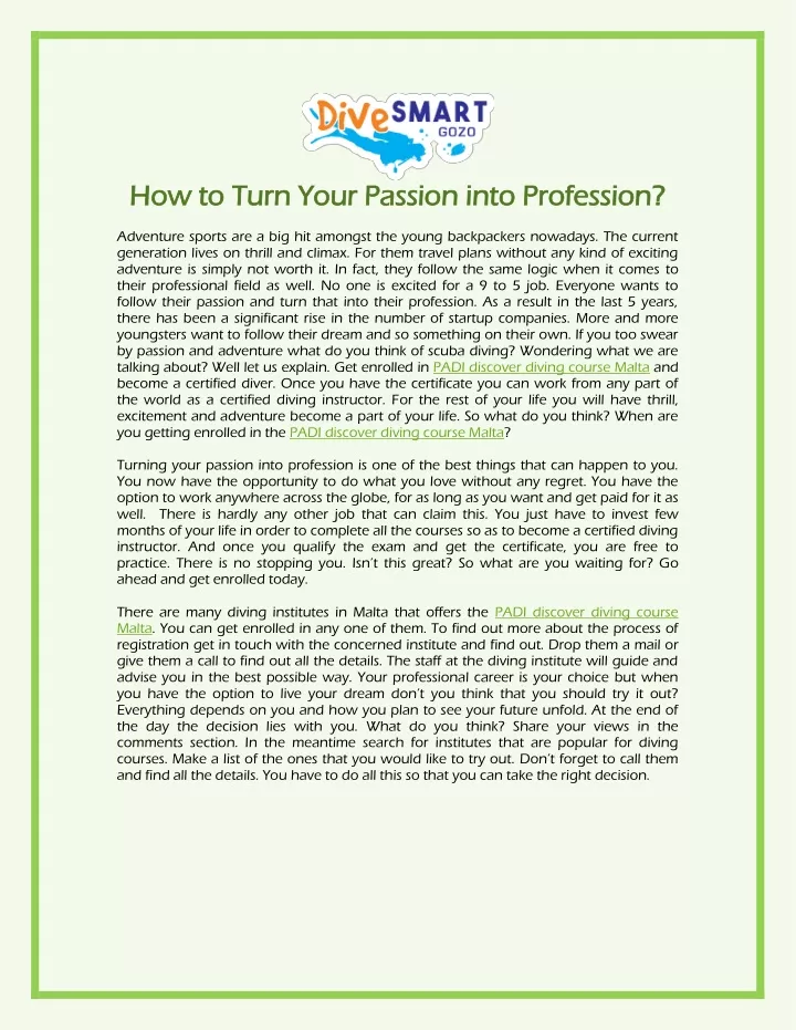 how to turn your passion into profession