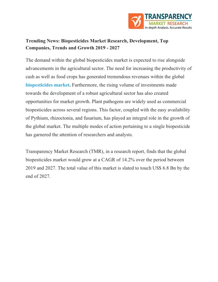 trending news biopesticides market research