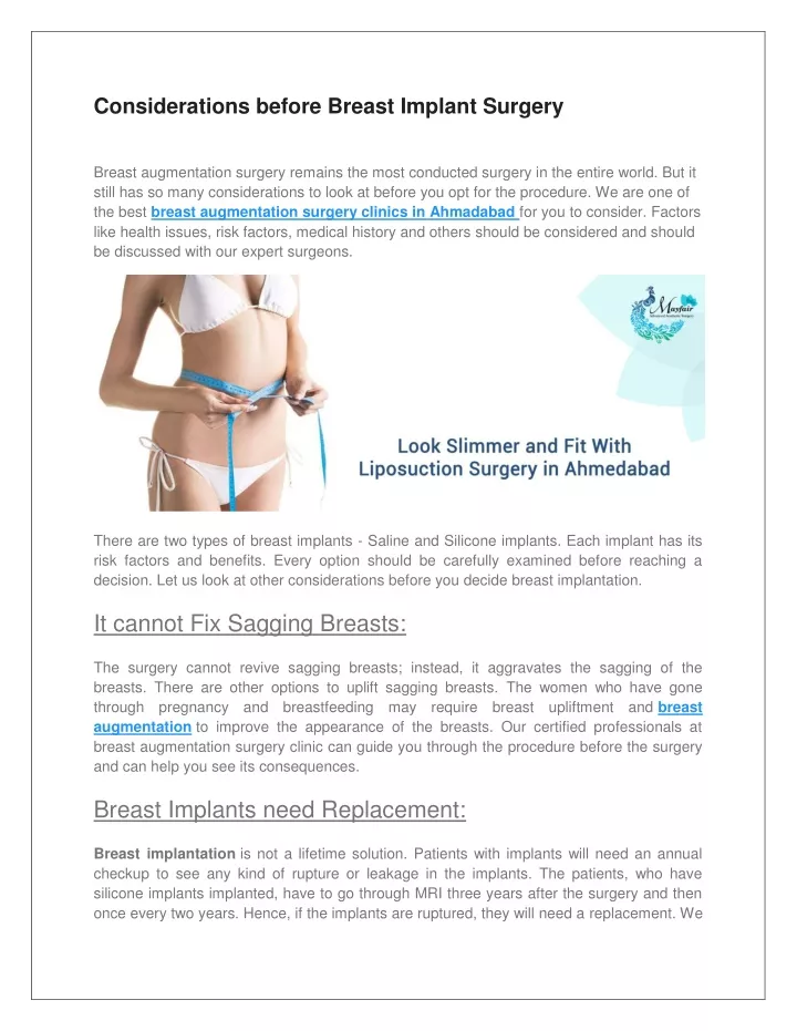 considerations before breast implant surgery