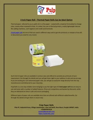 2 inch paper roll thermal paper rolls