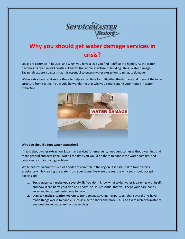 why you should get water damage services in crisis